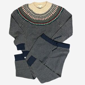Crewcuts NWT Boys bird's-eye Fair Isle sweater and jogger set holiday cozy M/L
